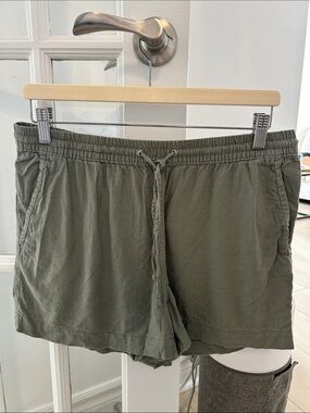 Olive Green Drawstring Lounge Shorts